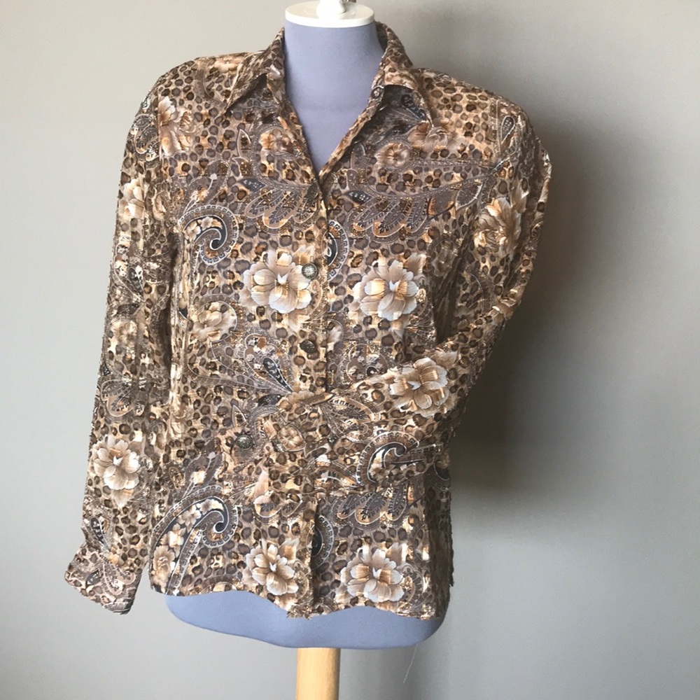 Animal Print Sheer Blouse